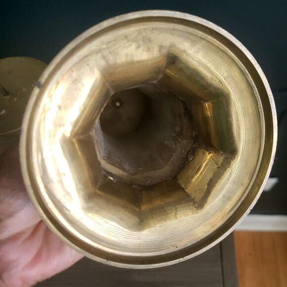 Set of 2 Vintage Brass Spiked Pillar Candle Holders 6 x 4 - Picture 4 of 9